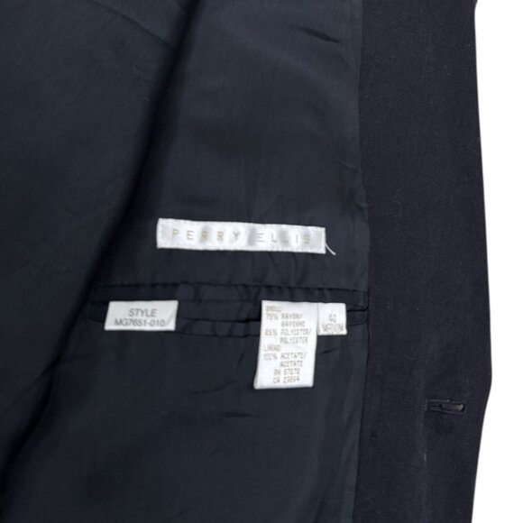 PERRY ELLIS 2-Piece CORDUROY Black Business Casual Designer Suit Blazer Set 40 - Picture 7 of 10